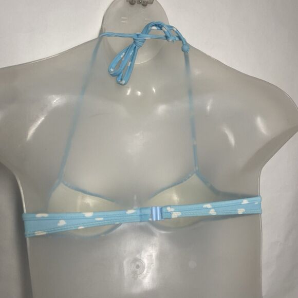 Agua Doce Bikini Brazilian 2-pc Women S Blue White Hearts Pink Bow Pleats Cheeky - Picture 8 of 12